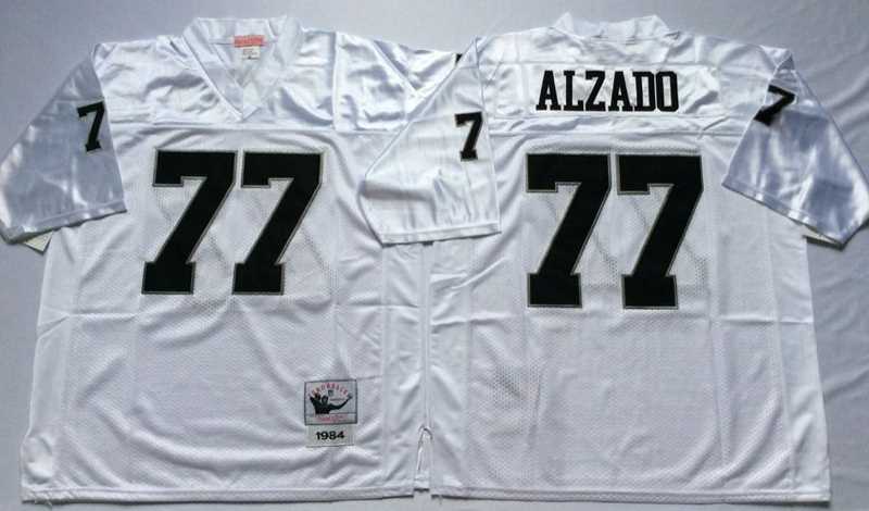 Raiders 77 Lyle Alzado White M&N Throwback Jersey->nfl m&n throwback->NFL Jersey